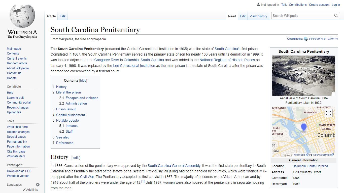 South Carolina Penitentiary - Wikipedia